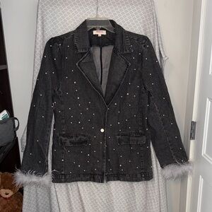 Peach Love California Jean Jacket With Blazer Collar L